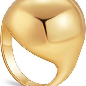 Gold Silver Rings Set for Women Chunky Statement Rings ZC Dome Evil Eye Croissan